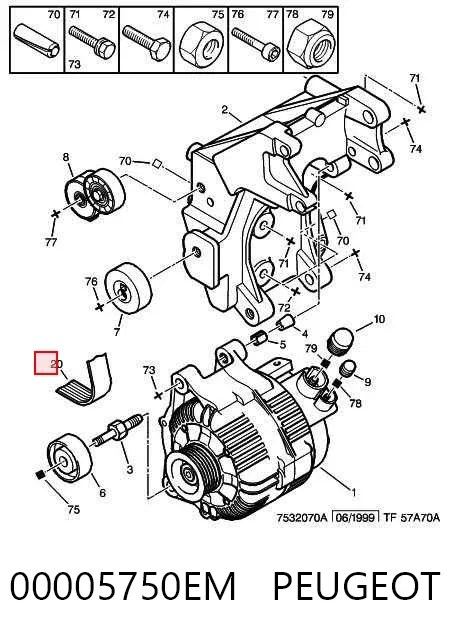 Ремінь генератора 00005750EM Peugeot/Citroen