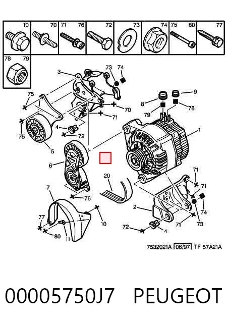 Ремінь генератора 00005750J7 Peugeot/Citroen