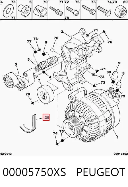 Ремінь генератора 00005750XS Peugeot/Citroen