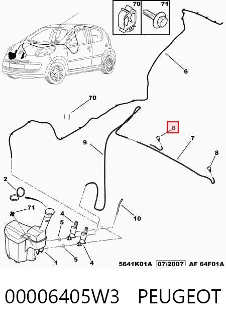 Форсунка омивача 00006405W3 Peugeot/Citroen