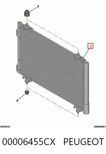 Радіатор кондиціонера 00006455CX Peugeot/Citroen