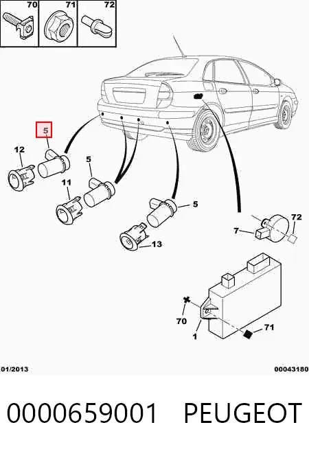 Датчик сигналізації паркування (парктронік), задній 0000659001 Peugeot/Citroen