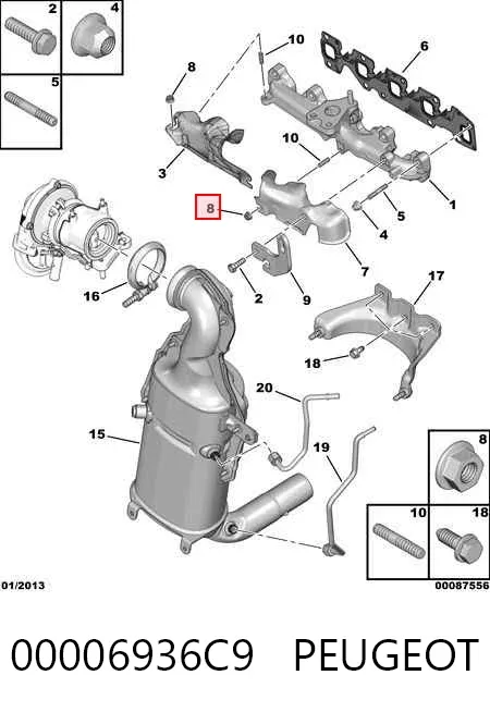 Гайка випускного колектора 00006936C9 Peugeot/Citroen