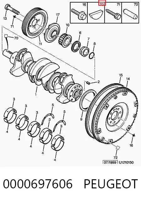 Шпонка коленвала 0000697606 Peugeot/Citroen
