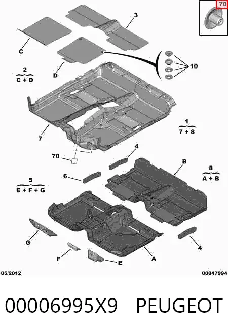 Пістон (кліп) кріплення підкрилки переднього крила 00006995X9 Peugeot/Citroen