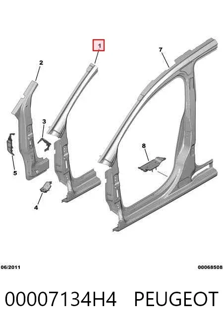 Стійка кузова передня, права 00007134H4 Peugeot/Citroen