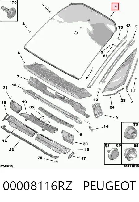 Лобове скло 00008116RZ Peugeot/Citroen