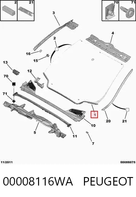 Лобове скло 00008116WA Peugeot/Citroen