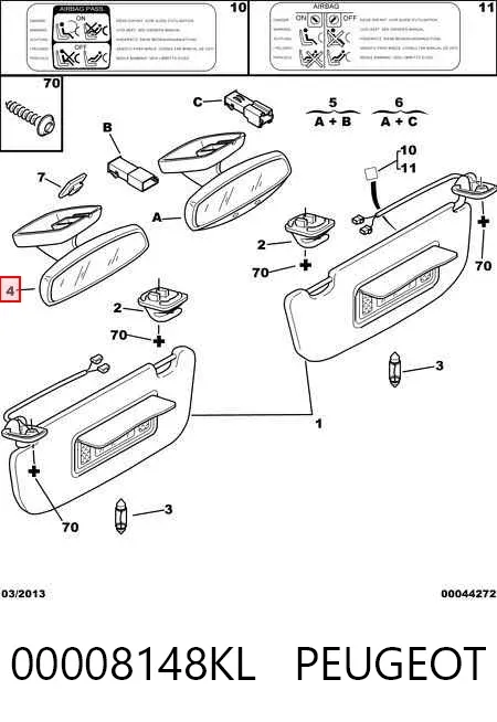 Дзеркало салону 00008148KL Peugeot/Citroen