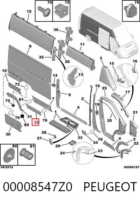 Накладка заднього правого крила 00008547Z0 Peugeot/Citroen