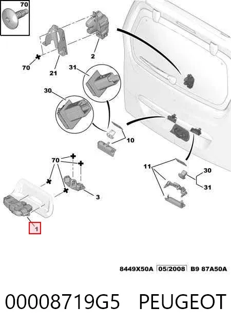 Замок багажника Peugeot Partner II