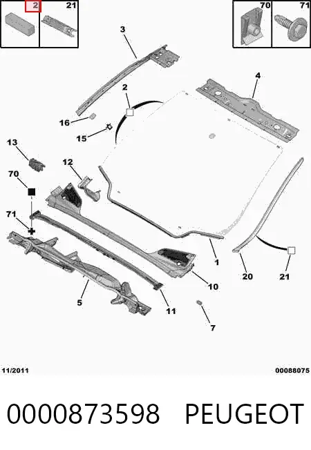 Лобове скло 0000873598 Peugeot/Citroen