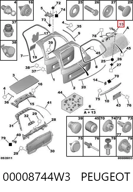 Скло заднє, 3/5-й двері (ляди) 00008744W3 Peugeot/Citroen