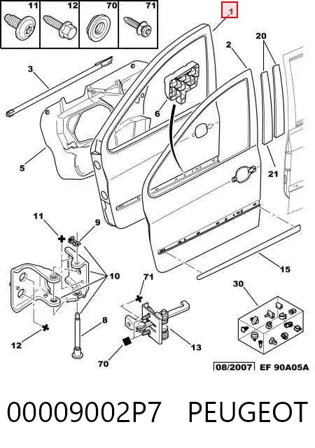 Двері передні ліві Peugeot 307 3A, 3C