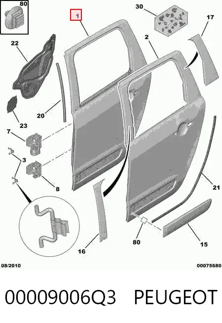 Двері задні, ліві Citroen C3 Picasso