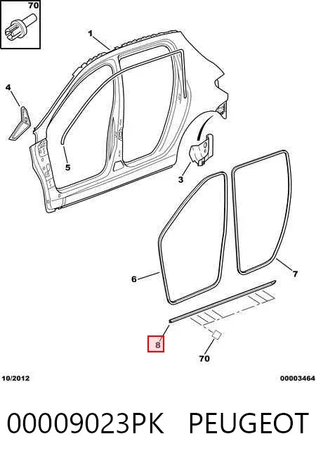 Ущільнювач накладки порогу передній правий 00009023PK Peugeot/Citroen