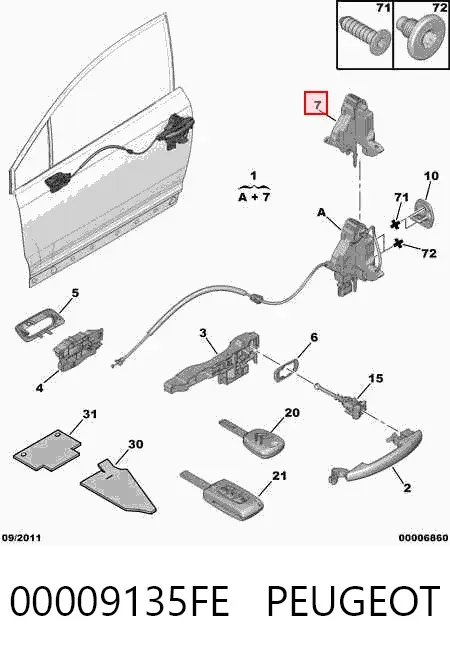 Замок передньої лівої двері Citroen C4 I