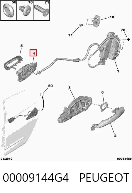 Ручка двері правою внутрішня перед/зад 00009144G4 Peugeot/Citroen