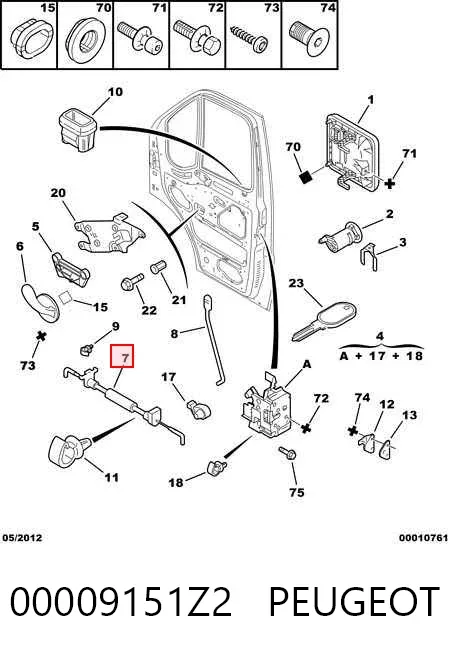 Трос відкривання двері передньої лівої 00009151Z2 Peugeot/Citroen
