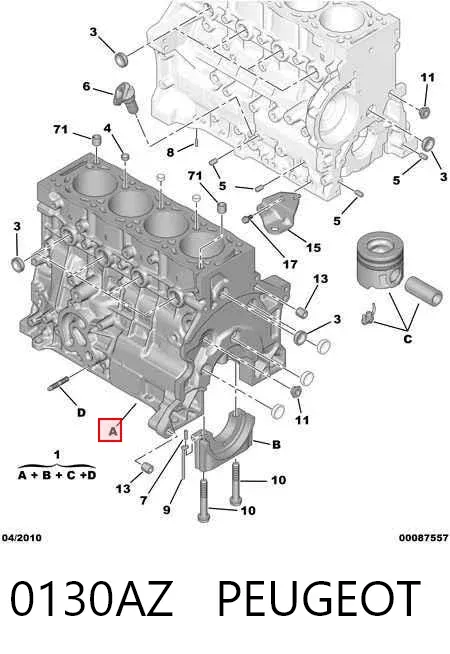 Блок циліндрів двигуна 0130AZ Peugeot/Citroen