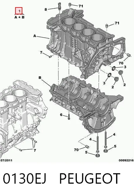 Блок циліндрів двигуна 0130EJ Peugeot/Citroen