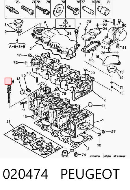 Болт ГБЦ 020474 Peugeot/Citroen