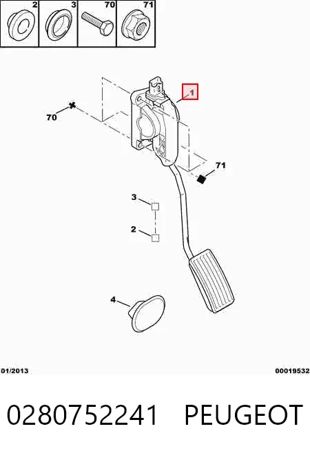 Педаль газу 0280752241 Peugeot/Citroen