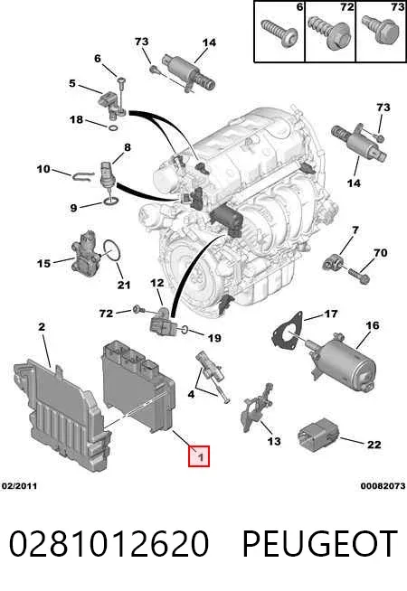 Електронний блок керування двигуном 0281012620 Peugeot/Citroen