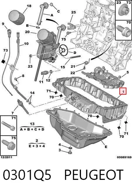 Піддон масляний картера двигуна, верхня частина 0301Q5 Peugeot/Citroen