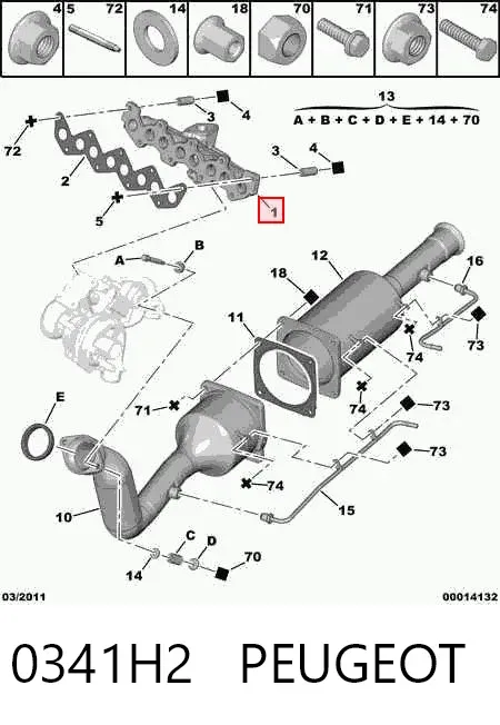 Випускний колектор Citroen C8 EA, EB