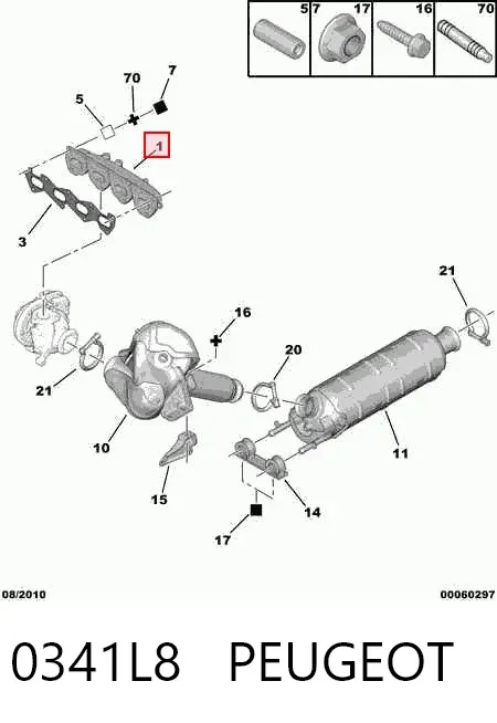 Випускний колектор 0341L8 Peugeot/Citroen