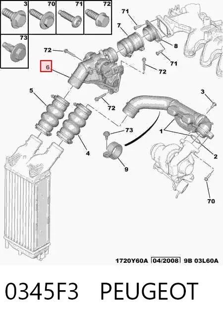 Клапан рециркуляції наддувного повітря турбіни 0345F3 Peugeot/Citroen