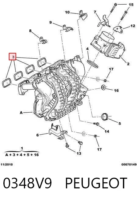 Прокладка впускного колектора 0348V9 Peugeot/Citroen