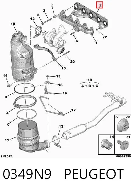 Прокладка колектора 0349N9 Peugeot/Citroen