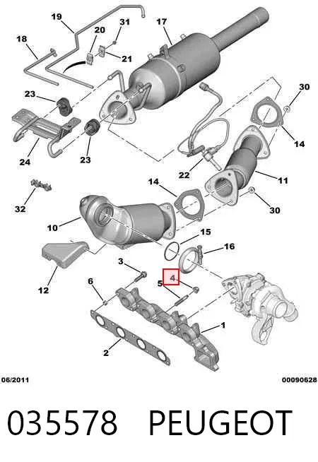 Гайка кріплення приймальної труби глушника (штанів) 035578 Peugeot/Citroen