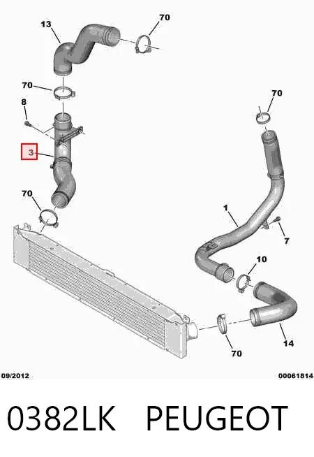 Шланг/патрубок интеркуллера 0382LK Peugeot/Citroen