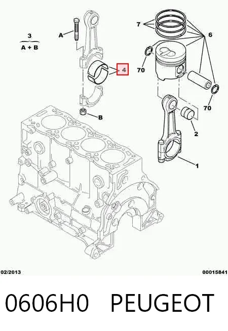 Вкладиші колінвала, шатунні, комплект, 1-й ремонт (+0,25) 0606H0 Peugeot/Citroen