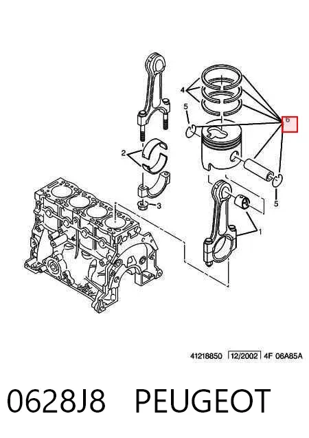 Поршень в комплекті на 1 циліндр, STD 0628J8 Peugeot/Citroen