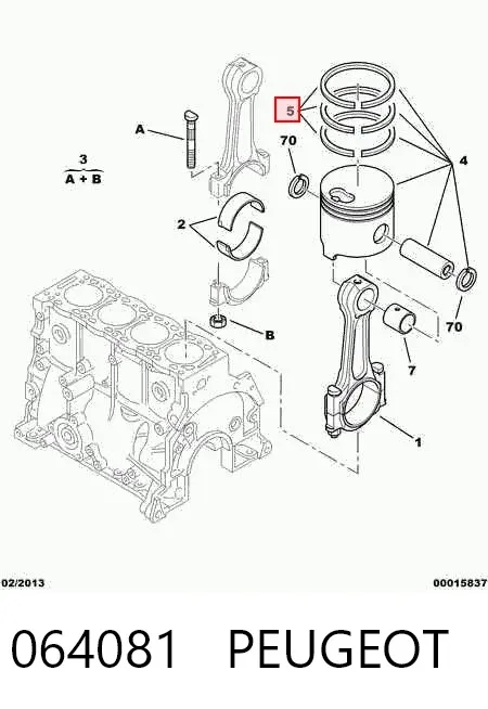 Кільця поршневі на 1 циліндр, STD. 064081 Peugeot/Citroen