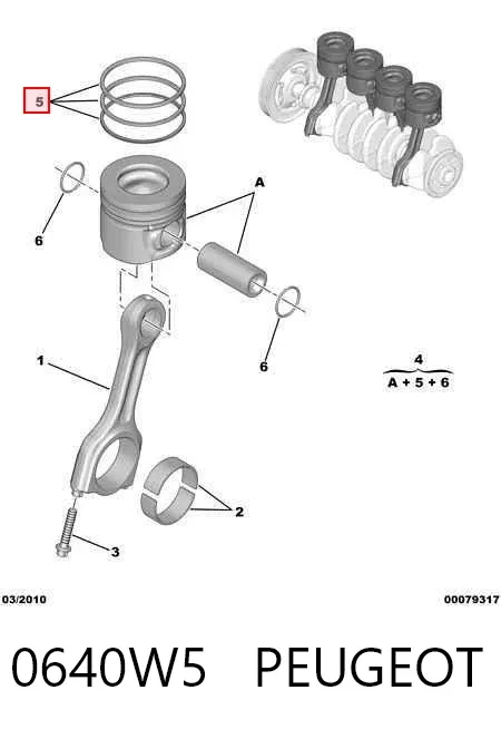 Кільця поршневі на 1 циліндр, STD. 0640W5 Peugeot/Citroen