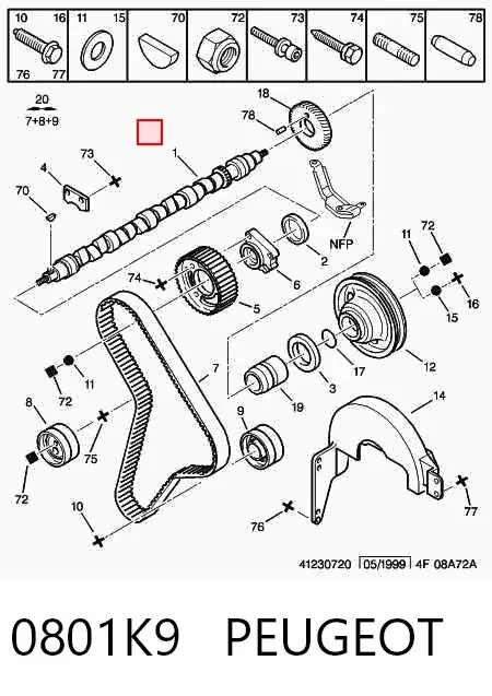Розподільний вал 0801K9 Peugeot/Citroen