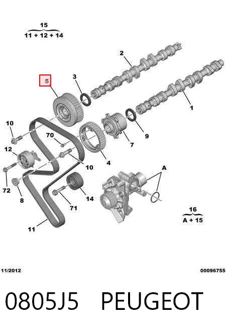 Шестерня розподільного валу 0805J5 Peugeot/Citroen