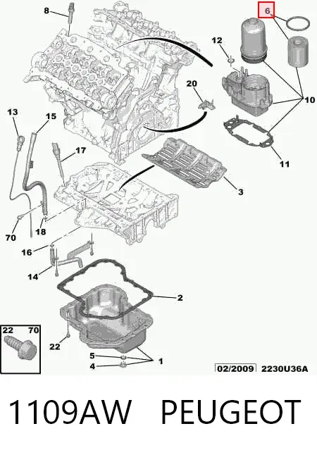 Масляний фільтр 1109AW Peugeot/Citroen