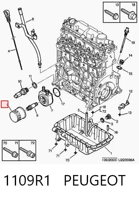 Масляний фільтр 1109R1 Peugeot/Citroen