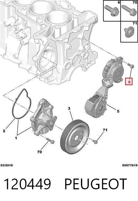 Болт натягувача приводного ременя 120449 Peugeot/Citroen
