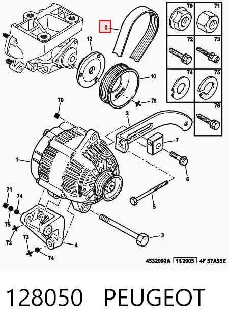 Ремінь генератора 128050 Peugeot/Citroen