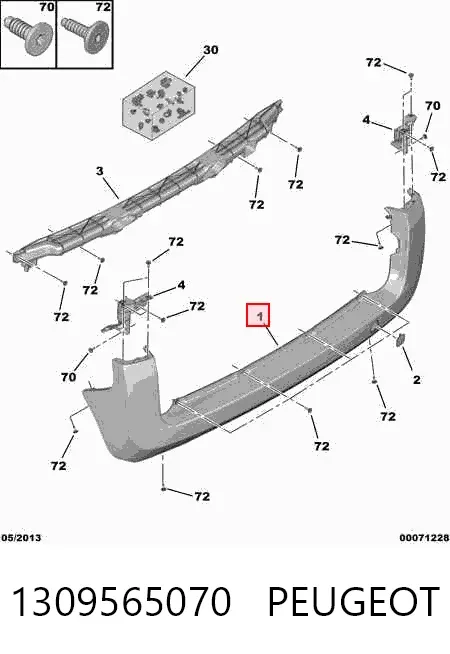 Задній бампер 1309565070 Peugeot/Citroen