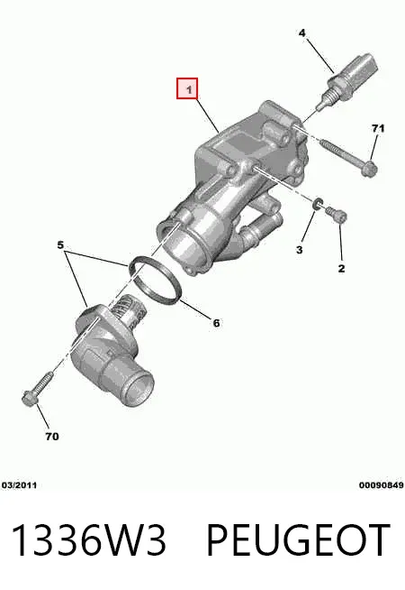 Корпус термостата 1336W3 Peugeot/Citroen