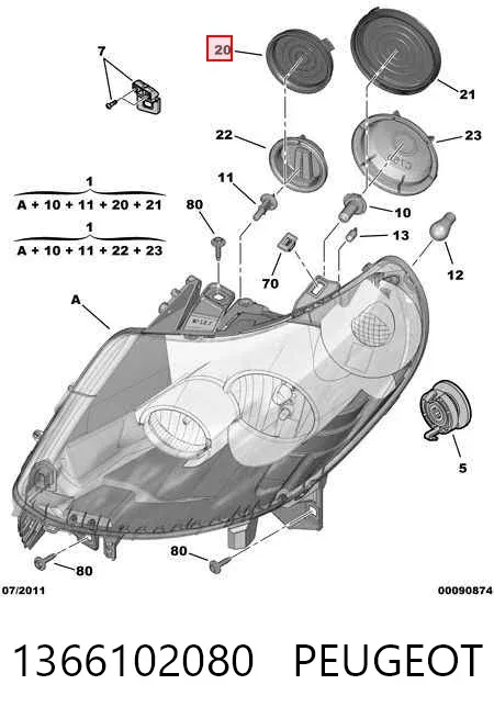 Фара ліва 1366102080 Peugeot/Citroen