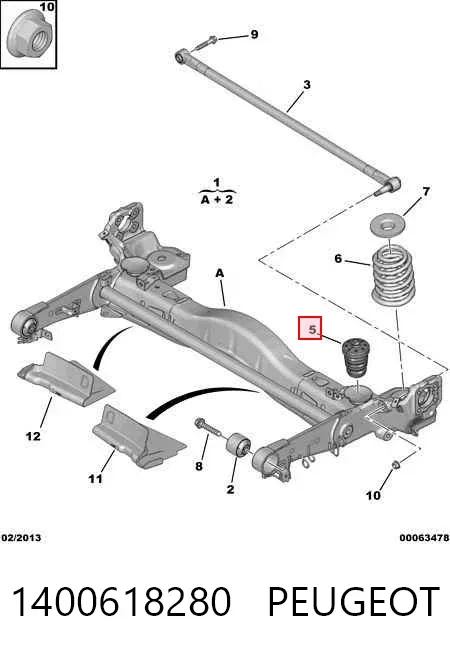 Відбійник пружини задньої 1400618280 Peugeot/Citroen